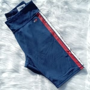 Navy Blue Women's Shorts with Red Stripe